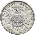 Niemcy - Wirtembergia - Wilhelm II - 3 Marki 1909 F - Srebro