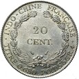 Indochiny Francuskie - 20 Centymów 1937 - Srebro - STAN !