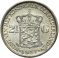 Holandia - Wilhelmina - 2 1/2 Guldena 1937 - Srebro - STAN !