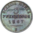 Prusy - Wilhelm I - 3 Pfennig 1867 B - STAN !