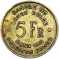Kongo Belgijskie - 5 Franków 1947 - SŁOŃ - STAN !