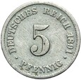 Niemcy - Cesarstwo - 5 Pfennig 1891 G - STAN ! - RZADSZA !