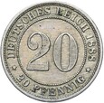 Niemcy - Cesarstwo - 20 Pfennig 1888 G - STAN !