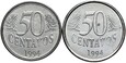 Brazylia - 2 x 50 Centavos 1994 ODMIANA DUŻA I MAŁA DESTRUKT STAN !