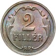 Węgry - 2 Filler 1927 KB - Stan MENNICZY - UNC