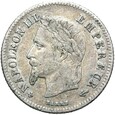 Francja - Napoleon III - 20 Centymów 1866 BB Strasburg Srebro STAN !