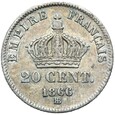 Francja - Napoleon III - 20 Centymów 1866 BB Strasburg Srebro STAN !