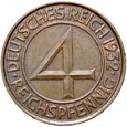 Niemcy - Weimar - 4 Reichspfennig 1932 G - Brüning-Taler - STAN !