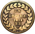Francja - NAPOLEON - 10 Centymów UN DECIME 1815 BB Strasbourg