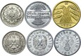 Niemcy - zestaw 6 monet - 50 Pfennig 1905-1944 - RÓŻNE TYPY Srebro