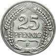 Niemcy - Cesarstwo - 25 Pfennig 1912 F - Nikiel - STAN !