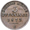 Prusy - Wilhelm I - 3 Pfennig 1873 B - STAN !