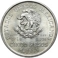 Meksyk - 5 Pesos 1951 Mo - ANO DE HIDALGO 1753-1953 Srebro - STAN !