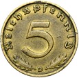 Niemcy - III Rzesza - 5 Reichspfennig 1936 D - RZADKA !