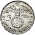 Niemcy - III Rzesza - 5 Marek 1938 J - HINDENBURG SWASTYKA - Srebro