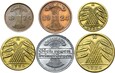 Weimar - zestaw 6 monet 1 2 5 10 50 Rentenpfennig 1919-1924