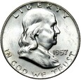 USA - 1/2 Dolara 1957 D - Franklin - Srebro - Stan MENNICZY - UNC