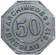 Archimedes BRESLAU - Wrocław - 50 Pfennig 1917 - OBÓZ - CYNK