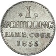 Niemcy - Hamburg - 1 Schilling Szyling 1855 - Srebro - STAN !