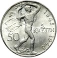 Czechosłowacja - 50 Koron 1948 - SREBRO - POWSTANIE PRASKIE - UNC