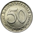 Niemcy - III Rzesza - 50 Reichspfennig 1939 J - NIKIEL - SWASTYKA