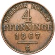 Niemcy - Prusy - 4 Pfennig 1867 C - RZADSZA - STAN !