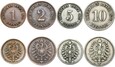 Cesarstwo - zestaw 4 monety - 1 2 5 10 Pfennig 1873-1889 MAŁY ORZEŁ
