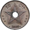 Kongo Belgijskie - Leopold II - 10 Centymów 1888 - Bruksela - STAN !
