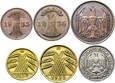 Weimar - zestaw 6 monet - 1 2 4 5 10 50 Reichspfennig 1924-1938
