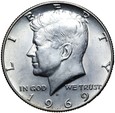 USA - 1/2 Dolara 1969 D - KENNEDY - Srebro - Stan MENNICZY !