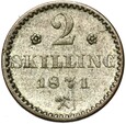 Norwegia - Karol XV - 2 Skilling 1871 ✿ - ROZETY - Srebro