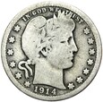 USA - 1/4 Dolara - 25 Centów 1914 D - BARBER - Srebro