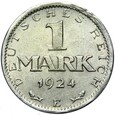 Niemcy - Weimar - 1 Marka 1924 E - Srebro - Stan MENNICZY - UNC