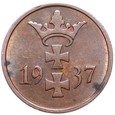 WMG Wolne Miasto Gdańsk - 1 Pfennig 1937 - Stan MENNICZY !