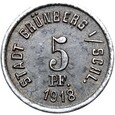 Grunberg - Zielona Góra - NOTGELD - 5 Pfennig 1918 - żelazo - STAN !