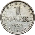 Niemcy - Weimar - 1 Marka 1924 F - Srebro - STAN !