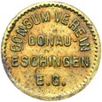 Niemcy - ŻETON - 1 Pfennig - CONSUM-VEREIN DONAUESCHINGEN EG Mosiądz