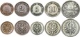 Cesarstwo - zestaw 5 monet 1 2 5 10 Pfennig + 1 Marka SREBRO 1873-1889