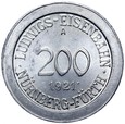 Norymberga 200 Pfennig 1921 A - LUDWIGS EISENBAHN - LOKOMOTYWA POCIĄG