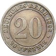 Niemcy - Cesarstwo - 20 Pfennig 1892 A - STAN !