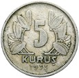 Turcja - moneta - 5 Kurus 1935 - RZADSZA !