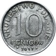 Królestwo Polskie 10 Fenigów 1917 F NAPIS BLISKO OBRZEŻA NBO STAN !