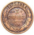 Rosja - Aleksander II - 3 Kopiejki 1875 EM - STAN !