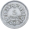 Francja - 5 Franków 1952 - Aluminium - NAJRZADSZA - STAN !