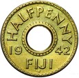 Fiji - Fidżi - Jerzy VI - 1/2 Pensa 1942 S - Z OTWOREM - STAN !