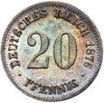 Niemcy - Cesarstwo - 20 Pfennig 1876 F - Srebro - STAN !