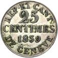 Szwajcaria - Kanton GENEWA - 25 Centymów 1839 Srebro - STAN !