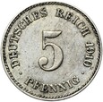 Niemcy - Cesarstwo - 5 Pfennig 1910 J - RZADKA !