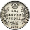 Indie Brytyjskie - Edward VII - 1 Rupia 1910 - Srebro - STAN !