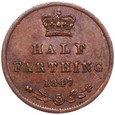 Wielka Brytania - Wiktoria - 1/2 Farthing 1847 - Stan MENNICZY !